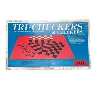 Tri-Checkers & Checkers 3 Player Board Game 2 Sided Trigame Sealed Vintage 1987